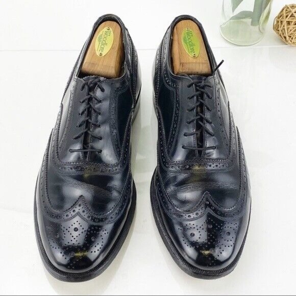 VTG Florsheim Imperial Men Oxford Long Wingtip Size 8 E Black Leather Dress Shoe main image 8